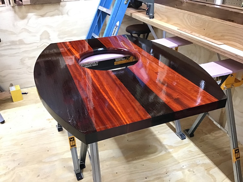 Wood Designs Mobile Half Circle High Pressure Laminate Table with Adjustable Legs 20-31